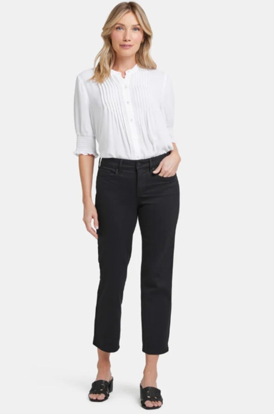 NYDJ Women's Marilyn Straight Ankle Jeans Size 4 Petite Black Stretch NWT
